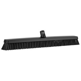 Vikan 31959 24" Heavy-Duty Push Broom, Soft/Stiff, Black