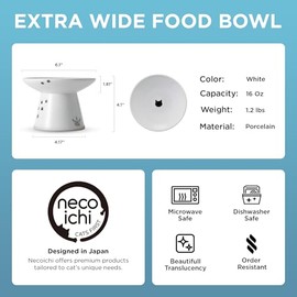 Necoichi Cuenco de Comida Extra Ancho para Gatos (Gato)