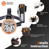 High Power Rechargeable LED Headlamp - Waterproof Adjustable Head Flashlight,