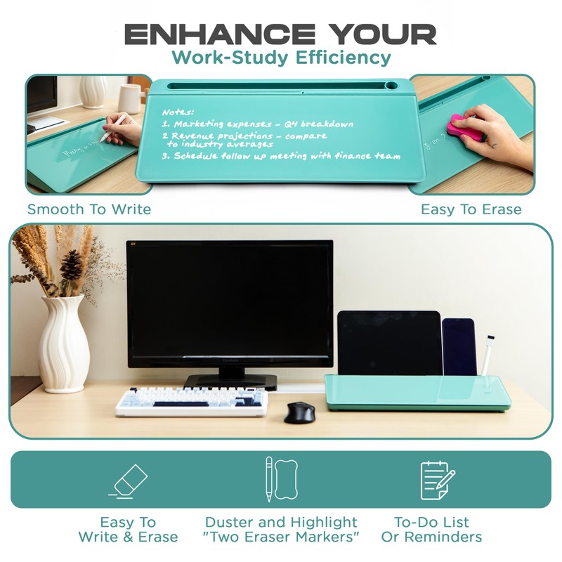 Shwet Vibes Glass Desktop Whiteboard for Quick Notes & Reminder