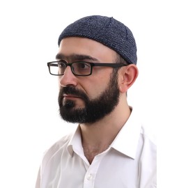 ihvan online Kufi Hats for Men, Taqiya, Takke, Turkish Muslim Winter Velvet Roll-up Edge Caps, Peci, Islamic Prayer Skullcap, Islamic Gifts, Blue Sky