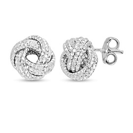 925 Sterling Silver Love-Knot Stud Earrings for Women | Italian Design Lightweight Twisted Love Knot Diamond-Cut Stud Earring for Women Teen | Size 9mm