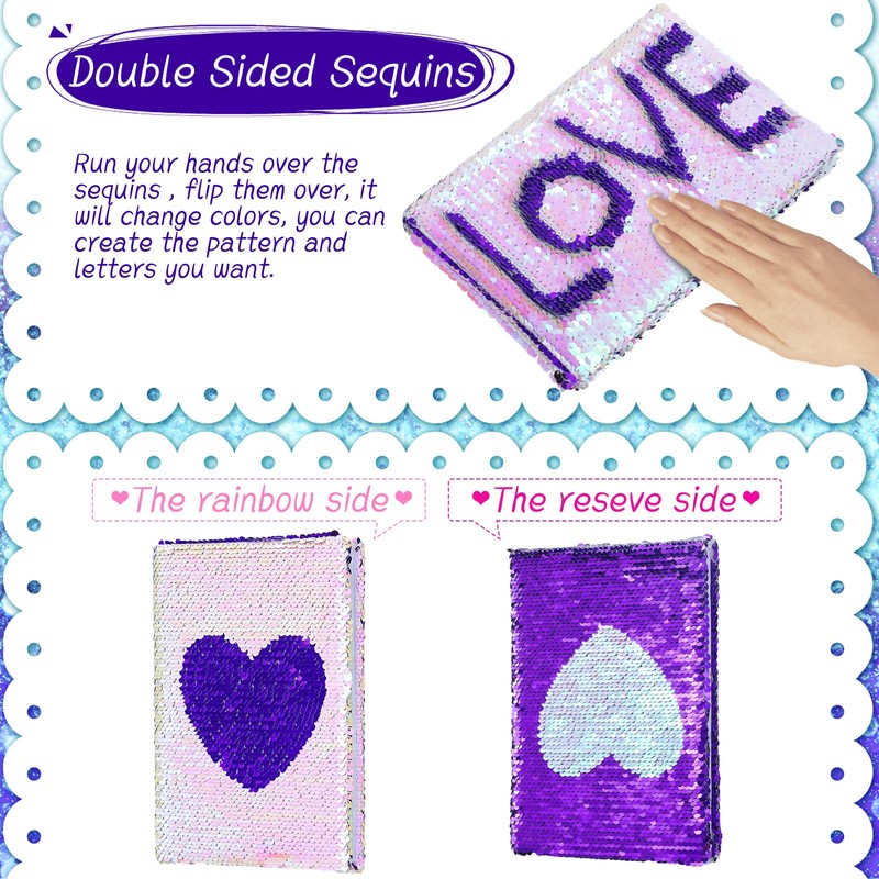Outus Sequin Girls Journal Set with 4 Pieces Color Gel