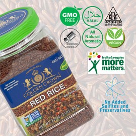 Golden Crown Premium High in Fiber Organic Red Rice, Naturally Aged Gluten + GMO Free Vegan, Tasty and Delicious Whole Grains, High Protein and Rich in Magnesium Red Quinoa - 32 oz (2LB)