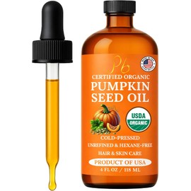 Pomberries Aceite De Semilla De Calabaza – Prensado En Frío Y 100% Puro, Sin Refinar, Aceite De Calabaza Para El Crecimiento Del Cabello, Piel Seca Y Rostro – Hidratante Antienvejecimiento Natural Y A