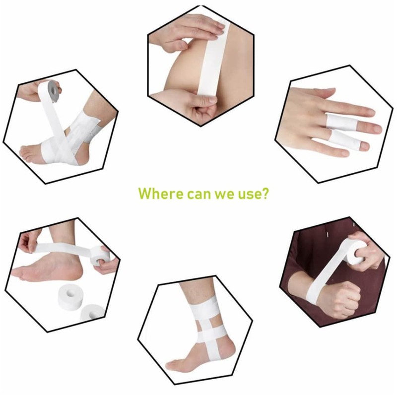 Sports Tape 5 Rolls 2.5cm x 10m White Sports Health