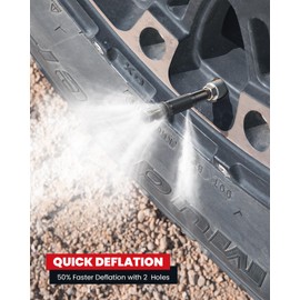 LASFIT AIR D4 Adjustable Auto Stop Tire Deflator Kit (10-30PSI) 4pcs Screw on Tyre Air Down Tool for Offroad 4X4 Overlanding (with 4 Valve Caps)