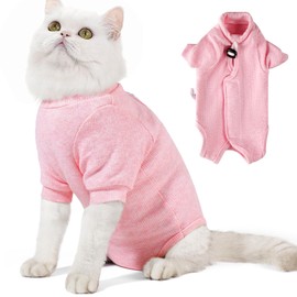 Dotoner Cat Surgery Recovery Suits,Cat Bodysuit Long Sleeve after Surgery Kitten Recovery Suit Medical Vest for Cats E-Collar Alternative Anxiety Vest Anti Lick Cat Pajama Clothing