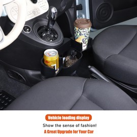 Auto Konsole Getränkehalter für Fiat 500 Mehrzweck Mittelkonsole Getränkehalter Expander mit Aufbewahrungsbox Basis Auto Wasserflasche Halter Organizer Flaschenhalter für Kaffee (Fiat 500 2016-2024, A