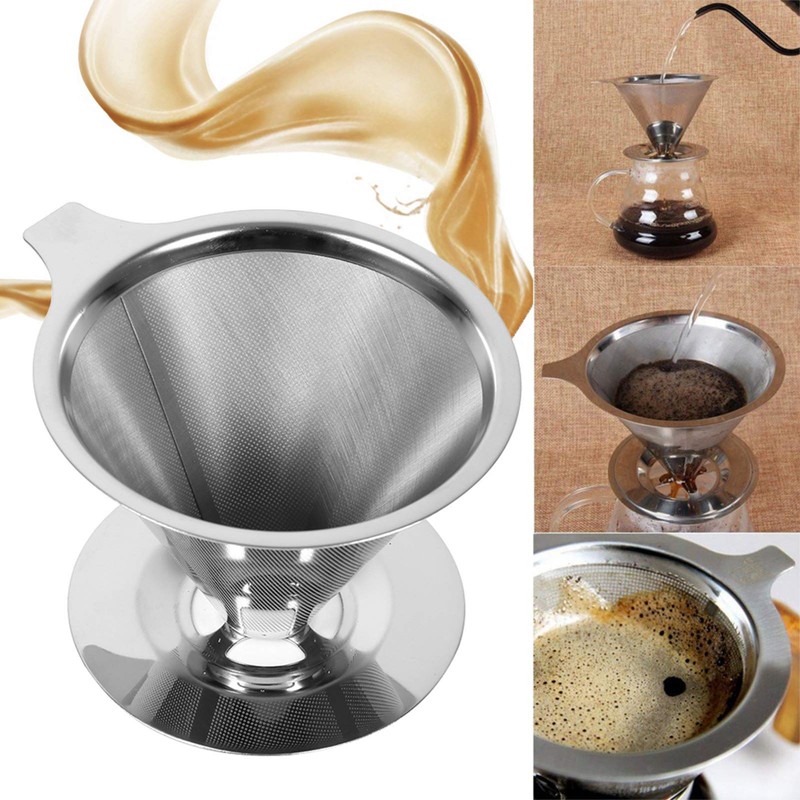 1pc Stainless Steel Cone Filter, Pour Over Coffee Dripper Coffee