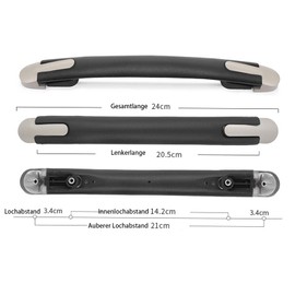 Alriedy Suitcase Handle Replacement 2 Pieces, Luggage Suitcase Handle, 24 cm, Black, Plastic Replacement Handle for Suitcase, Tool Box & Travel Case, Suitcase Replacement Parts Handle