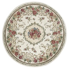 ABREEZE Rustic Floral Area Rugs Country Rose Mats Medallion Round Mats Vintage Rugs for Playroom/Living Room/Bedroom Non Slip Floral Rugs for Kids, Girls 39.3''Round,Romantic Garden