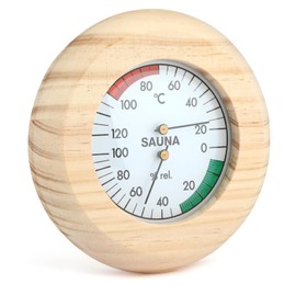 UIHRLM Wood Sauna Thermometer and Hygrometer, 2-In-1 Round Wooden Sauna Digital Thermo-Hygrometer, High Accuracy Saunas Accessories for Measuring Steam Room Temperature and Humidity