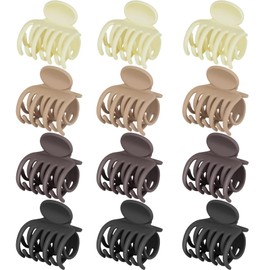 KAUND 12 pinzas de pelo de 1.6 pulgadas para cabello fino, tamaño mediano, antideslizantes, mate, para mujer, doble fila de dientes, con color neutro (C02-12 unidades)