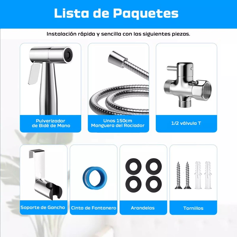 Lostrain Rociador De Bidé Inodoro Acero Inoxidable Bidet Baño Accesor