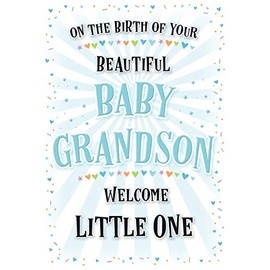 Piccadilly Greetings Modern Baby Card Birth of Grandson - 7 x 5 inches, A11841