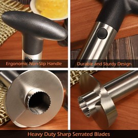Pineapple Cutter Stainless Steel, Improved, Reinforced, Thicker, Sharp Blade, Easy to Clean, Non-Slip Handle Pineapple Cutter & Slicing Tool, Pineapple Cutter for Fruit Rings and in the Kitchen
