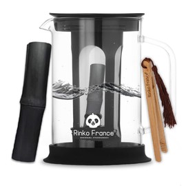 Rinko France Filter Carafe 1.5L Natural Bamboo Binchotan Activated Carbon 100% Organic Cleaning Drinking Water to Prevent Bad Taste and Pollutants
