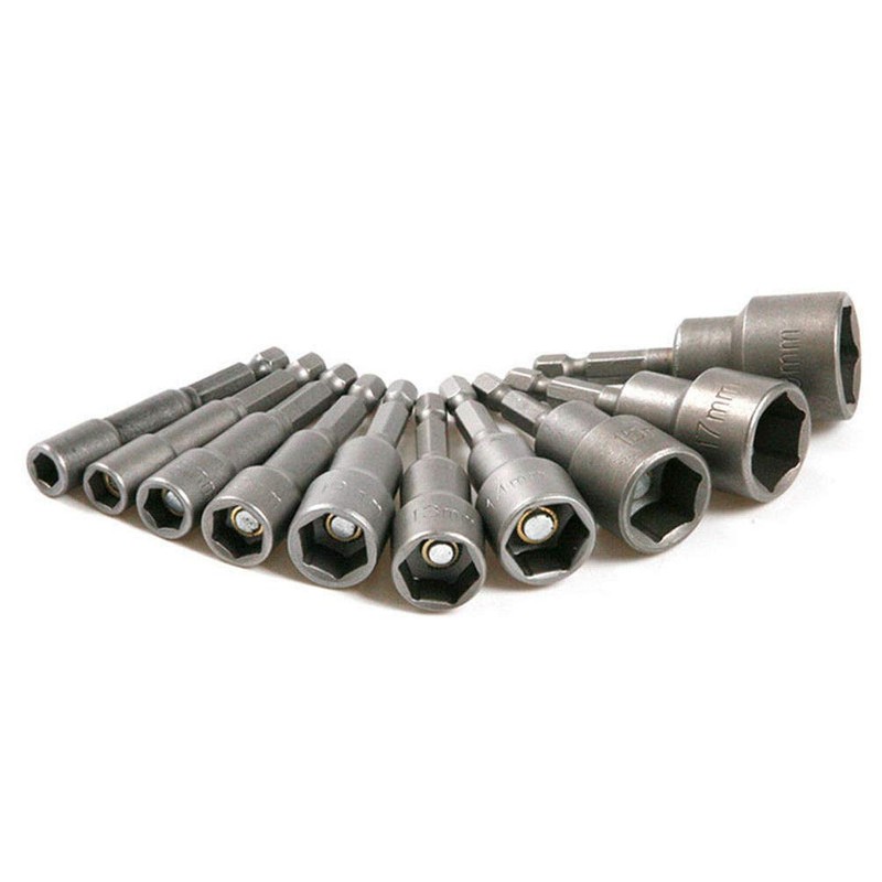 Nut Driver Socket 10PCS 6-19mm 1/4" Hex Shank Bit Socket