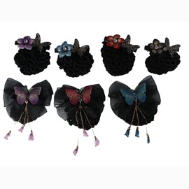 Women Hair Snood Net Barrette Elegant Butterfly Spring Clips Mesh Hairnet Bun Cover Net Hair Accessories for Stewardess Banks Hotels Restaurant Staff(D)