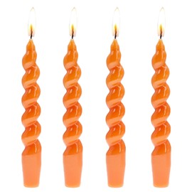 Spiral Taper Candle Twisted Candlesticks -7.5 INCH Orange Candle Sticks Short Tapered Candles Fall Twirl Candle for Holiday Household Wedding Party,4PCS-Orange