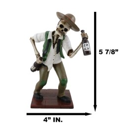 Day Of The Dead Skeleton El Borracho Drunkard Tavern King Figurine Statue