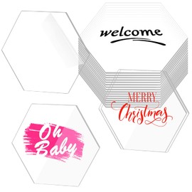 Plexiglass Panel, Plexiglass Acrylic Glass Panel Cut to Measure, 3 mm Acrylic Sheets, Transparent, Hexagon Plexiglass Acrylic Panels, DIY Acrylic Plate for Place Cards, Picture Frame, Painting, Craft