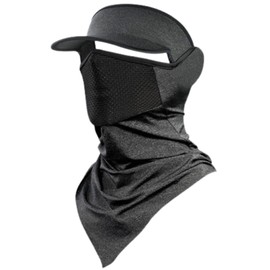 CHENGZI Ice Silk Sunscreen Breathable Face Mask with Hat Brim Multifunctional Outdoor Headwear Sunscreen UV Protection (Dark Gray)