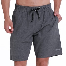 HOdo Mens Swim Trunks 9" Quick Dry Swim Shorts Bathing Suit (Large, Hemp Grey)