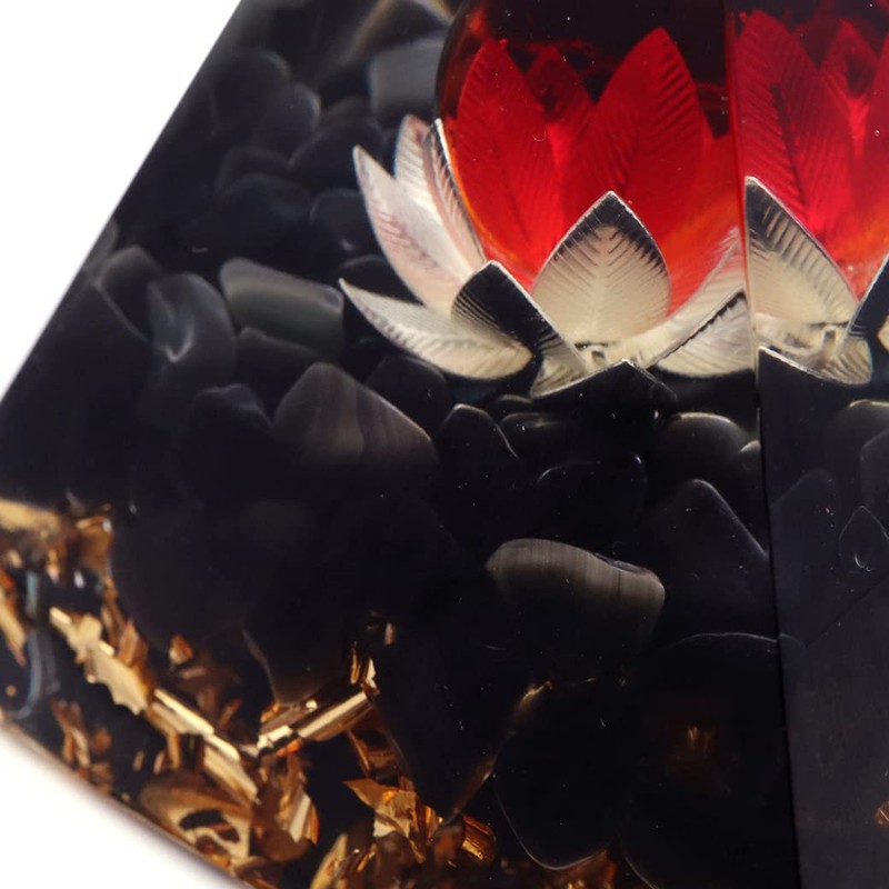 Gold Stone Orgonite Pyramid Figurine Natural Stone Power Stone Purifying