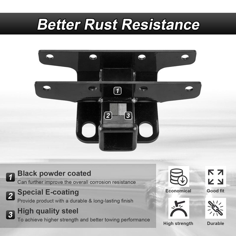 ROMELACK 2" Receiver Rear Trailer Hitch Heavy-Duty Steel Compatible with