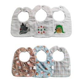 kammama Baby Bibs 3 pack 100% Cotton for 0-12 Months, Double Sided Dribble and Teething Bibs, Newborn Bibs Suitable for Babies 6-12 Months, Bibs 0-6 months 3 Layer Absorbent and Waterproof bibs