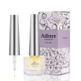 ADHERE Cuticle Oil for Nails Professional Nail Oil 8ML, Jojoba Nail Cuticle Oil Contains Vitamins with Soft Brush, for Nourishing, Hydrating, Dry Rough Nail Care Repair Essential Nail Care（Milky）