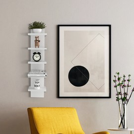 Homaterial Homaterial 5 Tier Wall Shelf Unit,White Vertical Floating Shelf-Narrow Decorative Wall Mount Modern Wall Decor Shelves for Bedrooms, Living Rooms 5.5" x 7.2" x 31"