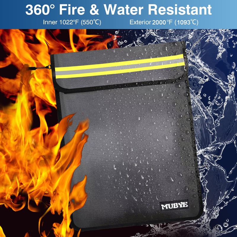 Fireproof Waterproof Money Document Bag - 15"x 11" Safe Zipper