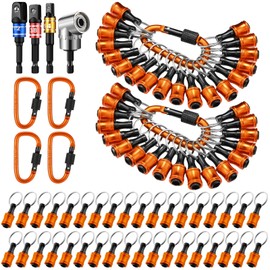 Threlaco 36 Pcs Bit Holder Keychain, 1/4 3/8 1/2 Socket Hex Shank Bit Holders Quick Release Screwdriver Extension Tool 105 Degree Right-Angle Driver for Impact Drills Nut Valentine Gifts (Orange)