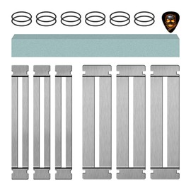 YIMATEECO Guitar Fingerboard Protector Set, Stainless Steel Fretboard Fingerboard Guards, Grinding Stone, Rubber Band and Guitar Pick for Guitar, Bass, Dressing and Polishing Frets (1 Sets, Silver)