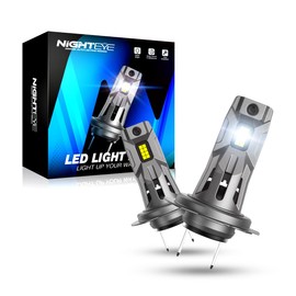 NIGHTEYE H7 LED Headlight Bulb, 12000LM 600% Brighter, 1:1 Mini Size H7 LED bulb, No Adapter Required, 6500K Cool White, Plug and Play, Halogen Replacement, Pack of 2