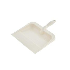 Superio Heavy Duty Plastic Dustpan with Comfort Grip Handle Beige, Durable, Lightweight Multi Surface Dust Pan Easy Broom Sweeping, 10 inch Wide