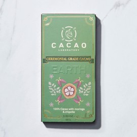 Ceremonial Grade Cacao - 100% Chocolate Unsweetened – Earth Blend: chipotle and moringa (3.53 oz / 3 Servings)