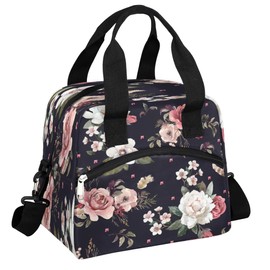 Shawcampfloor Insulated Lunch Bags for Women - Portable Leakproof Thermal Lunch Box Tote for Adult Men Cooler Bag with Adjustable Shoulder Strap for Work, Beach, Picnic or Travel (Flowers)