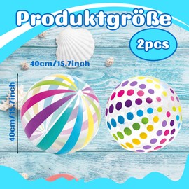 Pack of 2 Water Balls, 40 cm Inflatable Water Ball, Children's Water Ball, Colourful Striped Water Balls, Inflatable Ball, Beach Ball, Small Swimming Pool, Beach Toy Ball
