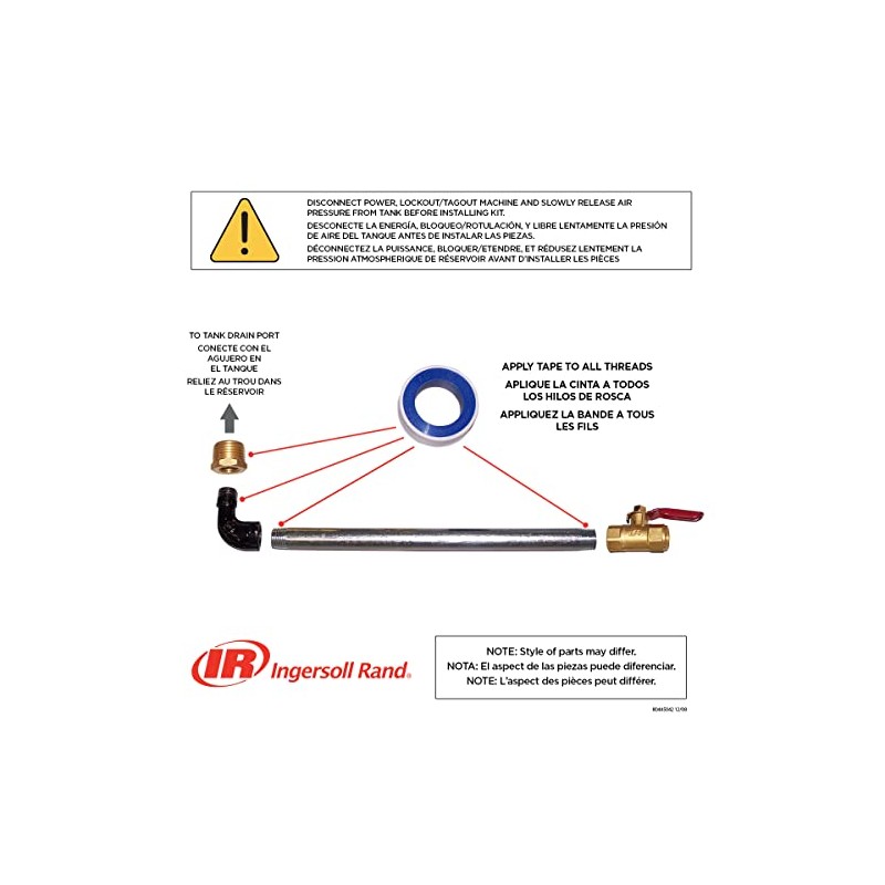 Ingersoll-Rand 38460655 Ingersoll Rand 1/4" Tank Drain Kit