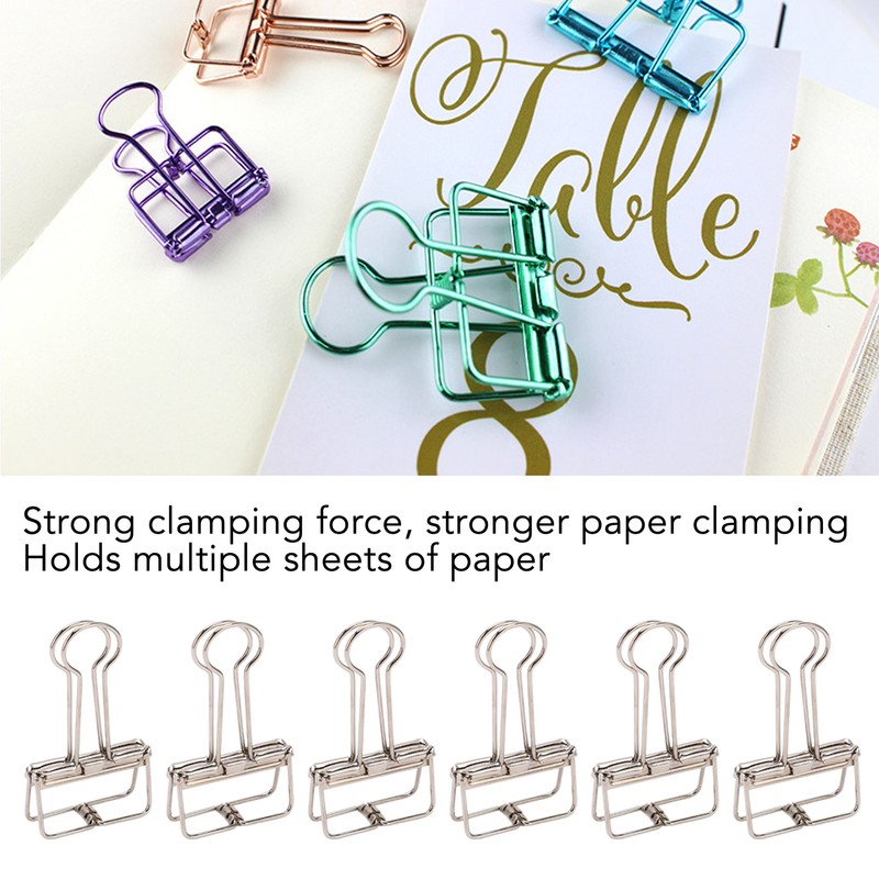 50Pcs Metal Hollow Binder Clips Multipurpose Durable Paper Clamps for