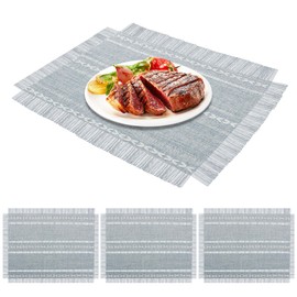 Elegant Linen Placemats Set, Easy to Clean Linen Blend Table Mats, Reusable Linen Table Mats Set, Tables Mat Placemat, Wipeable Placemat for Kitchen Dining Tables Decoration