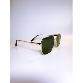 EMRIM Metal Polarized Sunglasses Mens - Premium Polarised Sunglasses Womens and Men for Fishing, Driving, and Daily Wear | Protective Case, Microfiber Pouch & Clothe (Gold-Smokey Green)