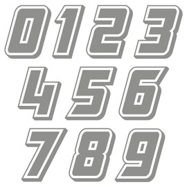 Autodomy Motorcycle Motocross Number Start Number Stickers Pack of 10 | Motocross Numbers for Motorbike Quad ATV Resistant to Rain and Sun (Silver)