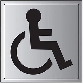 V Safety General Door-Disabled Toilet Sign - 150mm x 150mm - 3mm Brushed Alu Comp