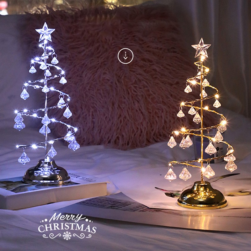 LED Christmas Tree Lamp Battery Powered Spiral Christmas Tree Table