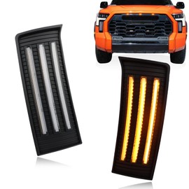 GEEGEETOP Switchback White/Amber Front Bumper Fog Daytime LED Running Light Sequential Turn Signal Feature Compatible with Toyota Tundra 2022 2023 Fog Light Kit